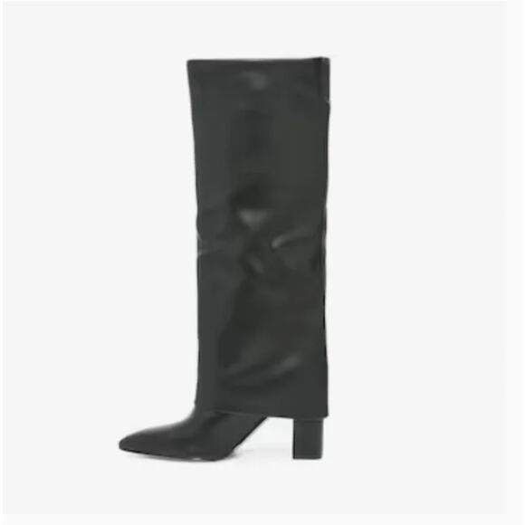 Marc Fisher Fadila Foldover Boots 7.5 Black NWT Tall Knee High Heel Glam - Picture 6 of 14